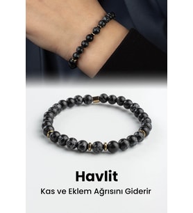 Sıkma Havlit Doğal Taş Siyah Küre Kesim 6mm Bileklik