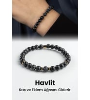 Sıkma Havlit Doğal Taş Siyah Küre Kesim 6mm Bileklik