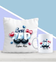 BK Gift Kişiye Özel Best Dad Tasarımlı Yastık ve Kupa Seti-3