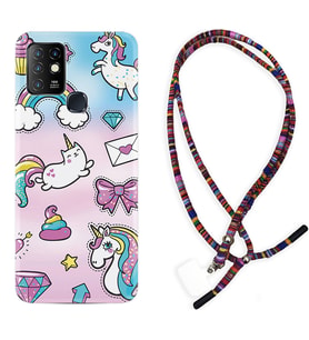 INFINIX Hot 8 9 10 11S Hot 10 Play 10T Kılıf Boyun Asklı Rasta Silikon Unicorn Mektup 1800