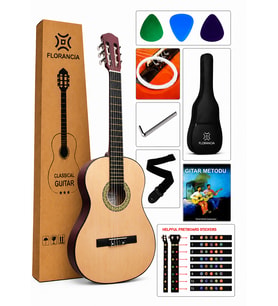 Florancia Tam Boy 4/4 Klasik Gitar Seti 39'' Naturel