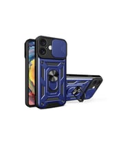 Apple İphone 16 Kılıf Pars Lens Yüzüklü Silikon - Lacivert