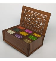 Ahşap Çay Kutusu Tea Box 9 Bölmeli Cvz(45 Adet Bitki Çayı Dahil)