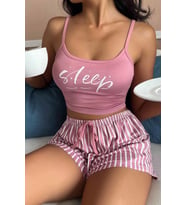 Merry See Askılı Sleep Basklı Sortlu Pijama Takımı (Çok Renkli)