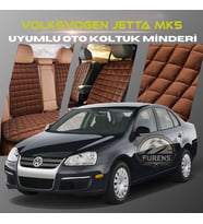 Volksvogen Jetta Mk5 Kahverengi Renk Tay Tüyü Cepli & Terletmez Sırtlı Oto Koltuk Minder Seti - Koltuk Koruma Kılıfı (ÖN & ARKA TAM SET)