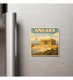 Ankara Şehri - Pop-Art Travel - 9x9 cm Buzdolap Magneti