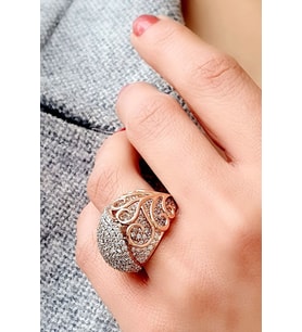 Zirkon Taşlı 925 ayar Gümüş Rose Tasarım Yüzük