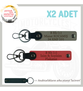 Hız Aşıkları İçin Özel İsim Plaka, B Rh (+) Kan Grubu Yazılı x2 Anahtarlık, Nar Çiçeği-Kül Gri-Laci
