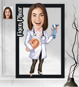 Kişiye Özel 3D  Ahşap Tablo KKB Doktor Kadın 30x40 -1