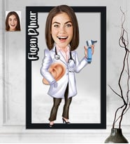 Kişiye Özel 3D  Ahşap Tablo KKB Doktor Kadın 30x40 -1