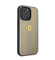 Apple iPhone 14 Pro Max Kılıf Ferrari Deri Sarı Noktalı Dizayn Kapak