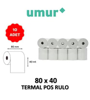Umur Termal Pos Rulo 80mm x 40mt - 10 Adet (Beyaz)