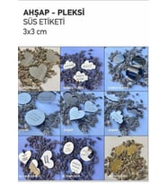 Pleksi - Ahşap Isimlik Etiket, Düğün Söz Nişan Mevlid Sünnet Süsleme Malzemesi 20 Adet