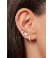 Elika Silver Kadın Yıldız Model 925 Ayar Gümüş Üçlü Küpe Set