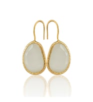 Kadir Jewellery 22 Ayar Altın Kaplama Fosil Taşlı Küpe -El İşçiliği Ve Hipoalerjenik Küpe