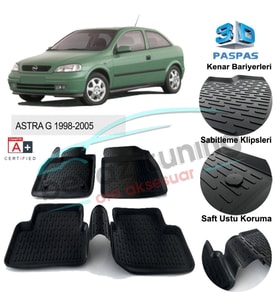 Opel Astra G Havuzlu 3D Paspas Niken Siyah 1998-2005