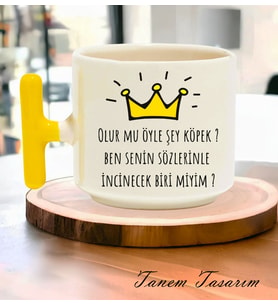 Tanem Olurmu Öyle Şey Köpek Tasarımlı - T Kulp Kupa