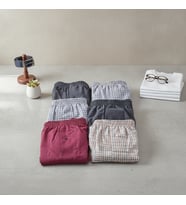 Erkek 6'lı Paket Karışık Renk Dokuma Kumaş Boxer 001-005 0070-No:5BB2652