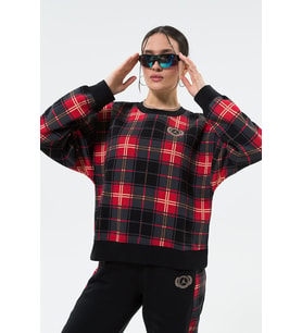Nike Air Jordan Brooklyn Fleece Crew Losse Fit Sweatshirt Kadın Bol Kesim Şardonlu Sweatshirt Siyah-Kırmızı