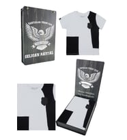 Beşiktaş Orijinal Sıfır Yaka Çocuk T-shirt Kişiye Özel Hediyelik Ahşap Kutulu (Beyaz-Siyah)