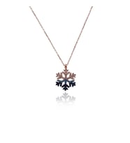 Mavi Taşlı Kar Tanesi Kolye (Rose - Gold)