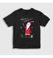 Presmono Unisex Çocuk Siyah Noel Baba V2 Santa Claus Yılbaşı T-Shirt 270438tt