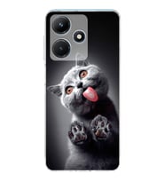 PrintiFy İnfinix Hot 30i ile Uyumlu Kedi 2 Kamera Korumalı Şeffaf Kılıf