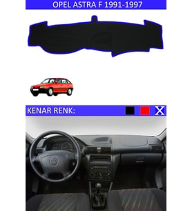 Opel Astra F 1991-1997 Için Uygun Torpido Koruma Halısı Siyah Kenar Renk Mavi