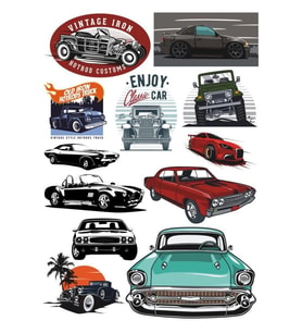 Arabalar Sticker Set -1 9 Parça Telefon, Tablet, Defter, Laptop Sticker