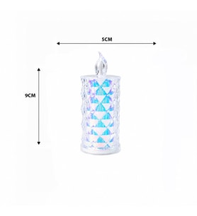 12 ADET LED CANDLE KAMP KÜÇÜK BOY= ÇAP:5CM - Y: 9CM PİLLİ LED MUM MİKA KRİSTAL PLASTİK YAKUT-13635 (5343)