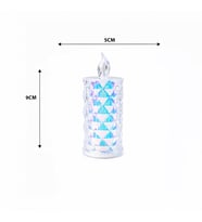 12 ADET LED CANDLE KAMP KÜÇÜK BOY= ÇAP:5CM - Y: 9CM PİLLİ LED MUM MİKA KRİSTAL PLASTİK YAKUT-13635 (5343)