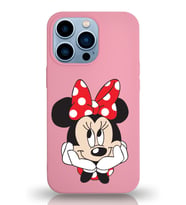 Apple iPhone 13 Pro  Lansman Kılıf Minnie Mouse Tasarımlı Altı Kapalı İçi Kadife Kaplı  Kapak (Şeffaf)