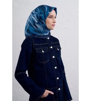 Armine Tivil Saf İpek Eşarp 9423  -  54 Lacivert Karışık Desen