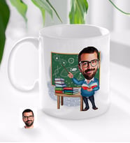 BK Gift Kişiye Özel Erkek Biyoloji Öğretmeni Karikatürlü Beyaz Kupa Bardak-1