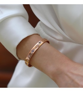 Apm Modeli Figürlü Rose Gold Şans Gümüş Kelepçe