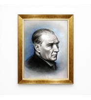 Tablore Sanatsal Atatürk Portresi - Karakalem Efektli Modern Kanvas Tablo - Minimalist Duvar Dekoru