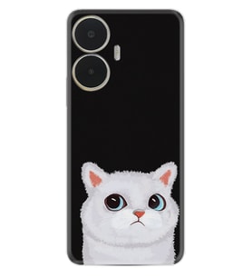 C55 Kılıf Resimli Desenli Silikon Platinium Series White Cat 1835