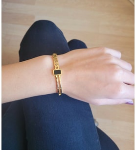 Taşlı Model Gold Renk Kadın Çelik Bileklik