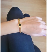 Taşlı Model Gold Renk Kadın Çelik Bileklik
