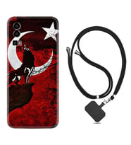 General Mobile Gm 23 Kılıf Resimli Boyun Askılı İpli Desenli Silikon Wolf and Moon 2 1381