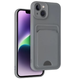 iPhone 14 Kılıf Kelvin Kartvizitli Silikon - Gri