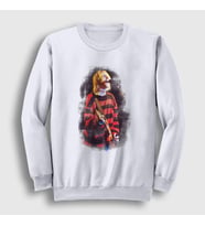 Presmono Unisex Beyaz Watercolor Nirvana Kurt Cobain Sweatshirt 36065tt