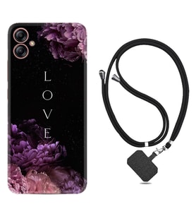 Samsung Galaxy A04E Kılıf Silikon Boyun Askılı İpli Desenli Silikon Love Flow 1664