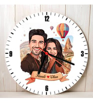 Sevgiliye Hediye Kişiye Özel Peri Bacaları ve Aşkımız Karikatürlü Duvar Saati