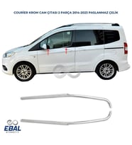 Ford Tourneo Courier Krom Cam Çıtası 2 Parça Uyumlu 2014-2023 Paslanmaz Çelik (Gümüş)
