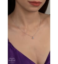 SWAROVSKİ CRYSTAL TEK TAŞ BAGET  925 AYAR GÜMÜŞ KOLYE