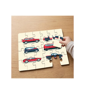 Nesne Kavramı - Arabalar Tasarımlı 24 Parça Ahşap Çocuk Puzzle MPK1142