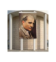 Sivil Gazi Mustafa Kemal Atatürk Yan Portre Poster Bayrak Premium Raşel Kumaş ATA8 2x3m