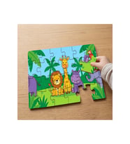 Sevimli Safari Hayvanları Tasarımlı 24 Parça Ahşap Çocuk Puzzle