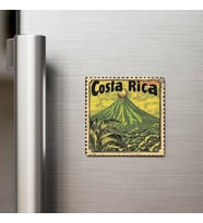 Kosta Rika Costa Rica - Posta Pulu Temalı Ülke - Baskılı Buzdolap Magneti Kare - 9x9 cm